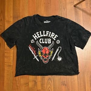 Netflix Stranger Things Hellfire Club Graphic Cropped Tee
